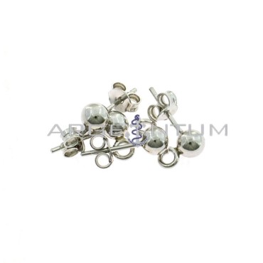 Attachments for ø 5 mm ball earrings. with open link white gold plated 4 pieces in 925 silver
