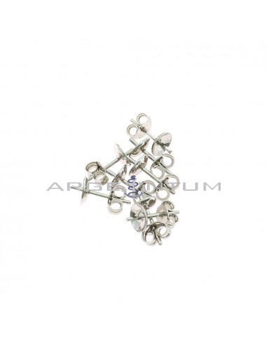Attachments for ø 4 mm pearls. 8pcs white gold plated 925 silver