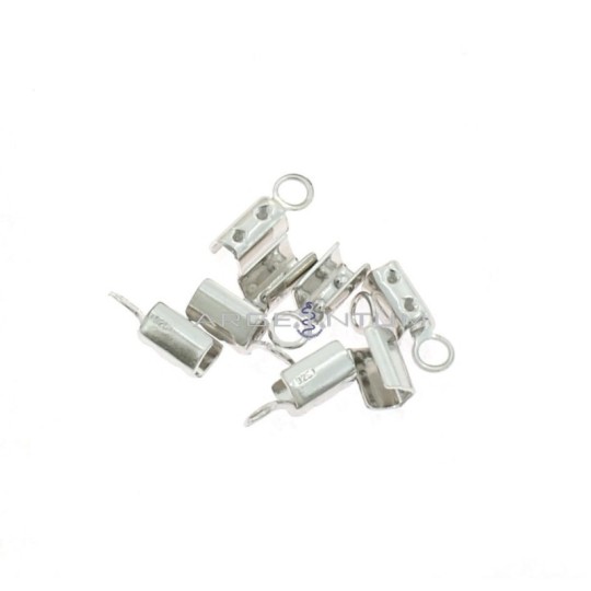 Terminali a stringere da ø 2,5 mm. placcati oro bianco 8 pezzi in argento 925