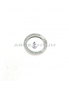 Intelligent closure from ø 2 cm. square section white gold plated with white zircons in 925 silver