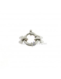 Chanel closure with 2 wires ø 16 mm. white gold plated in 925 silver