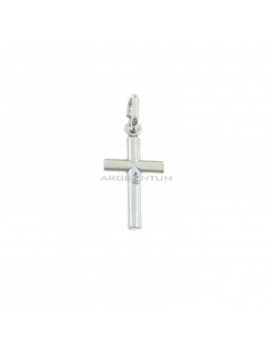 White gold plated smooth cross pendant in 925 silver