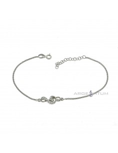 2 mm pop corn mesh bracelet. white gold plated with zirconia treble clef in 925 silver