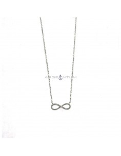 White gold plated forced link necklace with semi-zircon infinity in 925 silver