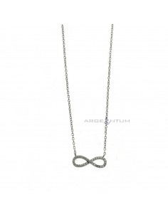 White gold plated forced link necklace with zircon infinity in 925 silver