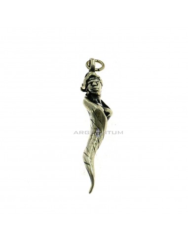 Horn pendant with blindfolded goddess in 925 silver casting