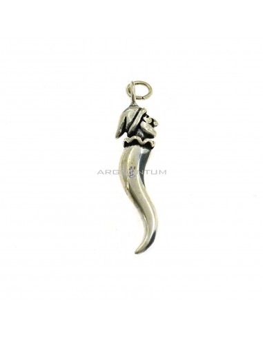 Horn pendant with pulcinella in 925 silver casting