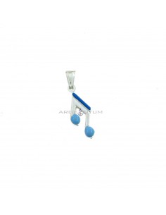 Blue enamel paired musical note pendant in white 925 silver