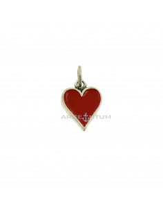 Red enameled hearts seed pendant in white 925 silver