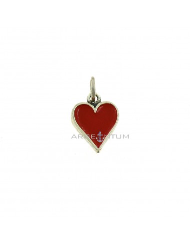 Red enameled hearts seed pendant in white 925 silver