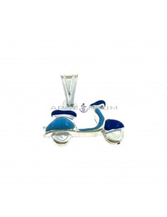 Vespa pendant coupled with blue enamel in white 925 silver