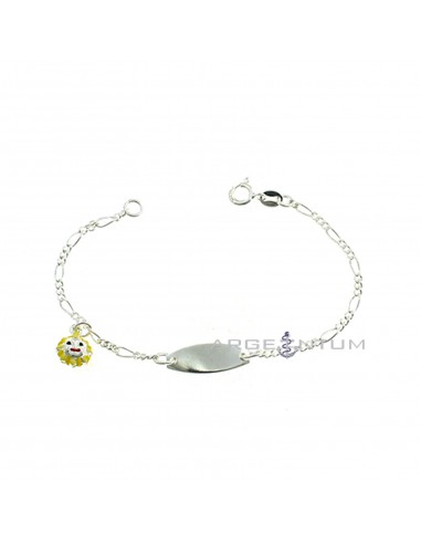 3 1 mesh bracelet with central oval plate and yellow enamel pendant sun coupled with 925 silver