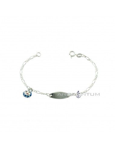 3 1 mesh bracelet with central oval plate and blue enamel pendant sun coupled with 925 silver