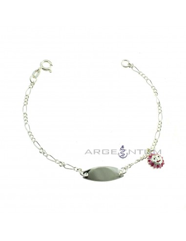 3 1 mesh bracelet with central oval plate and pink enamel pendant sun coupled with 925 silver