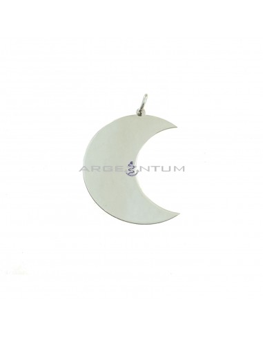 White gold plated plate moon pendant in 925 silver