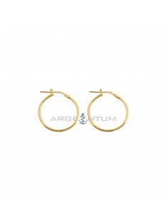 Tubular hoop earrings ø 22 mm with rose gold plated snap clasp in 925 silver