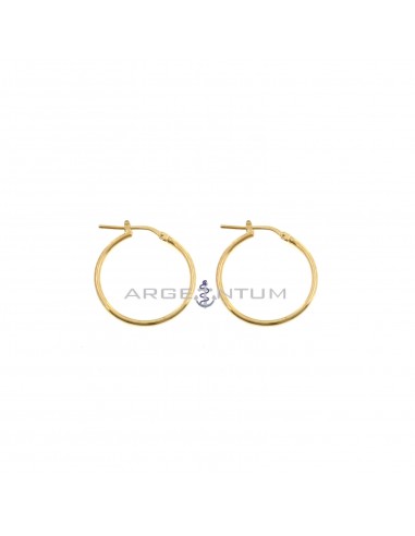 Tubular hoop earrings ø 22 mm with rose gold plated snap clasp in 925 silver