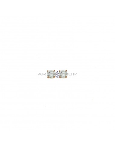 Orecchini punto luce con zircone bianco da 4 mm placcati oro rosa in argento 925