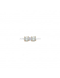 Light point earrings with 5 mm white zircon plated rose gold in 925 silver