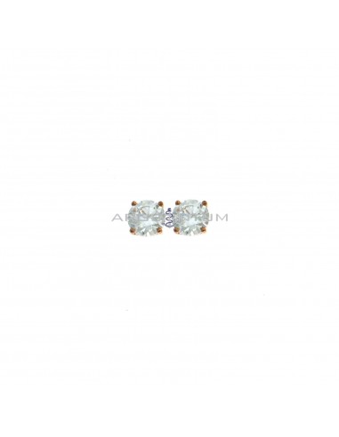 Point of light earrings with 6 mm white zircon plated rose gold in 925 silver