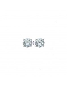 Light point earrings with 9 mm white zircon plated white gold in 925 silver