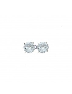 Light point earrings with 10 mm white zircon plated white gold in 925 silver