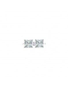 Orecchini punto luce quadrato con zircone bianco da 8 mm placcati oro bianco in argento 925