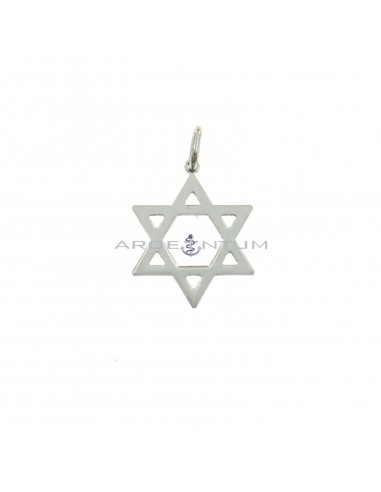 White gold plated David star plate pendant in 925 silver