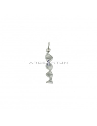 White gold plated DNA engraved plate pendant in 925 silver
