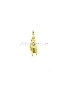 Hand pendant with horns yellow gold plated in 925 silver
