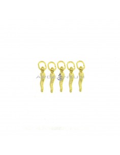 Ciondoli corni 4x14 mm placcati oro giallo in argento 925 (5 pz.)