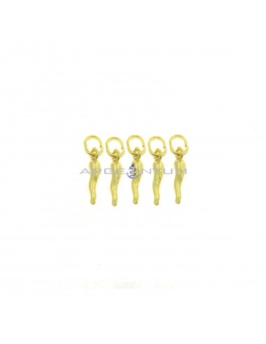 Ciondoli corni 4x14 mm placcati oro giallo in argento 925 (5 pz.)