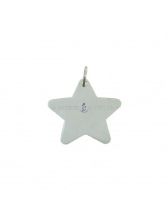 White gold plated 27 mm plate star pendant in 925 silver