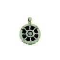 Rudder pendant with round white zircon details on a white gold plated black onyx base in 925 silver