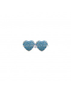 Heart earrings in white gold plated blue zircons in 925 silver