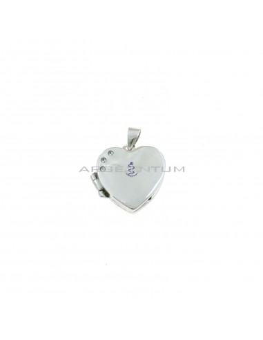 Heart photo pendant with 3 white gold plated zircons in 925 silver