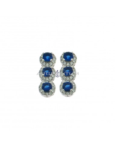 Lobe earrings with blue zircons in white gold-plated zircon frames in 925 silver