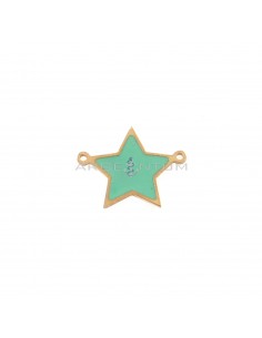 Star partition in water green enamelled plate rose gold plated in 925 silver