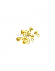 Lacquer wax terminals ø 5 mm with open mesh yellow gold plated in 925 silver (8 pcs.)