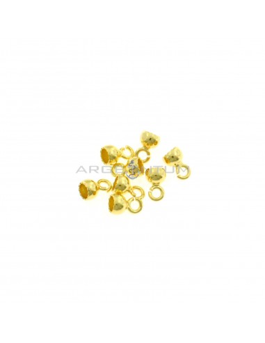Lacquer wax terminals ø 5 mm with open mesh yellow gold plated in 925 silver (8 pcs.)