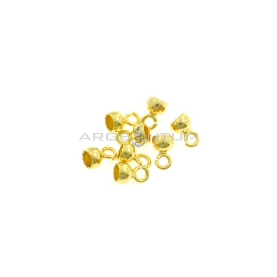 Lacquer wax terminals ø 5 mm with open mesh yellow gold plated in 925 silver (8 pcs.)