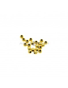 Yellow gold plated smooth spheres ø 6 mm with through hole in 925 silver (16 pcs.)