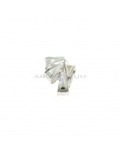 V-shaped counter links for pendants 6x14 mm with engraved edge, white gold plated in 925 silver (4 pcs.)