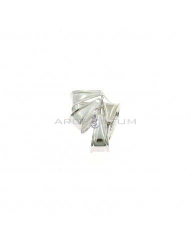 V-shaped counter links for pendants 6x14 mm with engraved edge, white gold plated in 925 silver (4 pcs.)