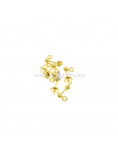 Attachments for earrings with ball of ø 4 mm with open link yellow gold plated in 925 silver (6 pcs.)