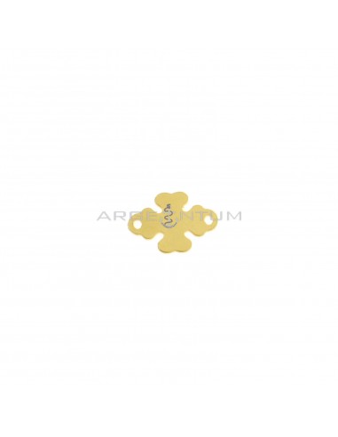 Tramezzo quadrifoglio a lastra da 13x10 mm placcato oro giallo in argento 925