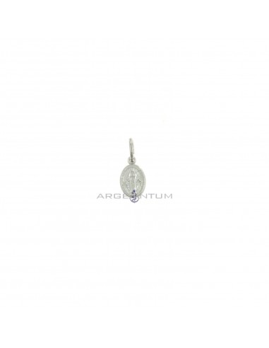 Miraculous medal pendant 8,5x11 mm white gold plated in 925 silver