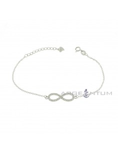 Forced mesh bracelet with central white zirconia infinity white gold plated in 925 silver