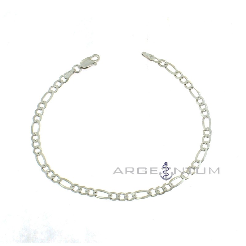 Bracciale maglia a catena 3 1 da 3 mm placcato oro bianco in argento 925