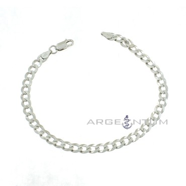 Bracciale maglia grumetta da 5 mm placcato oro bianco in argento 925